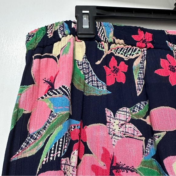 Vintage Napa Valley Blue Floral Tropical Crepe Maxi Skirt Size Large Summer EUC - Picture 13 of 16